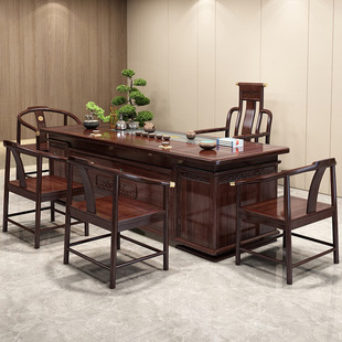 Tea table and chair combination solid wood new Chinese style office home kung fu tea table kettle coffee table tea set all in one