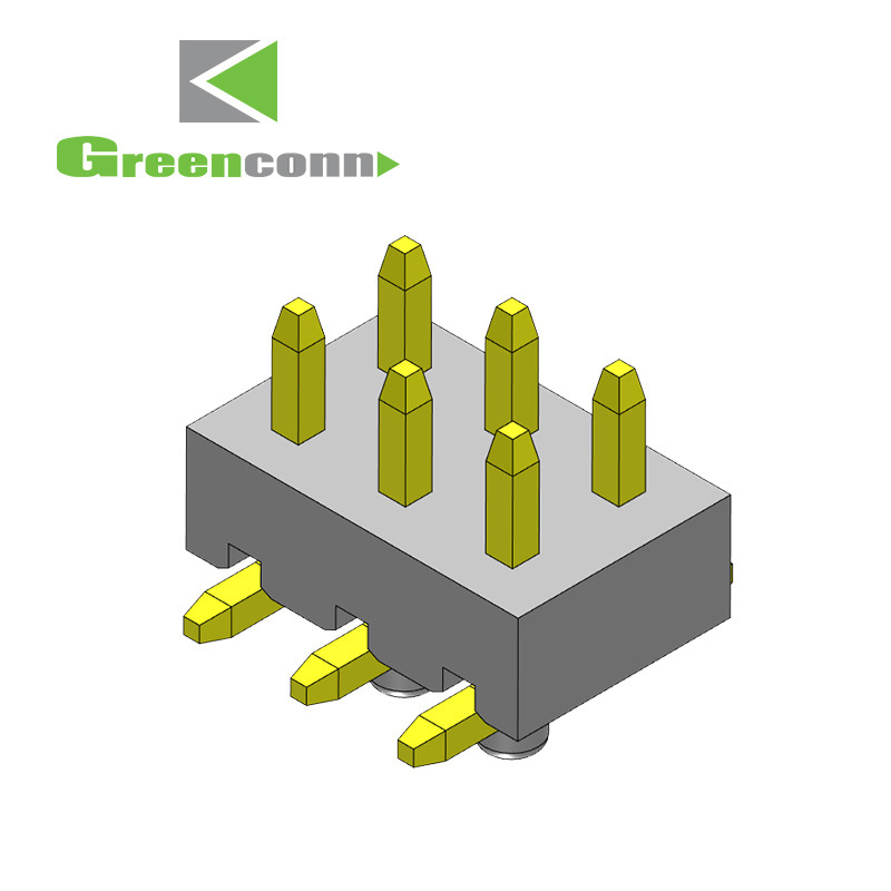 greenconn排针 Pin距2.00mm双排单塑90度弯脚2P-40P排针连接器