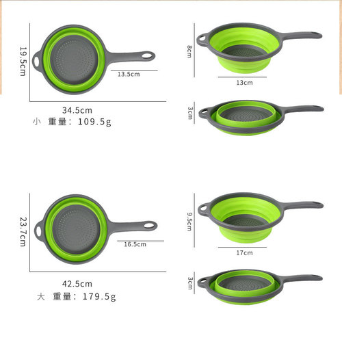 Multifunctional Folding Drain Basket with Handle Round Filtered Water Basket Expandable Vegetable Wash Basket Kitchen Tool