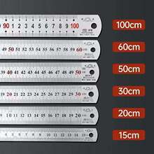 加厚钢尺学生不锈钢直尺双面刻度绘图测量工具15/20/30/50cm/1米