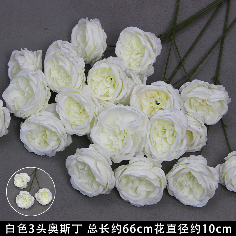 Bodas de flores de seda de imitación blanca flores falsas decorativas floral sala de bodas floral hogar ramo único camino de introducción de flores