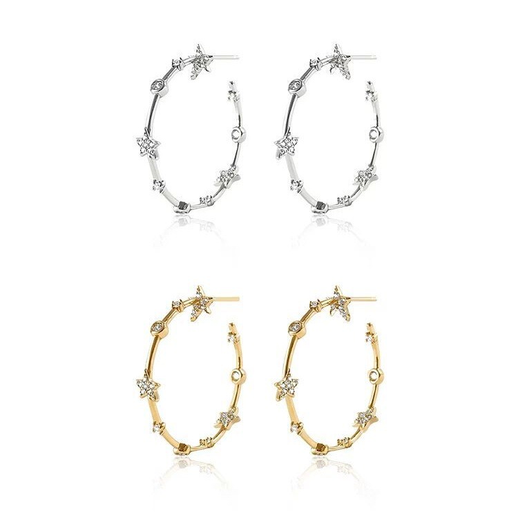 [New Product] Star Track High-End Diamond-Encrusted Five-Pointed Star Earrings, Light Luxury Niche Design Earrings for Women