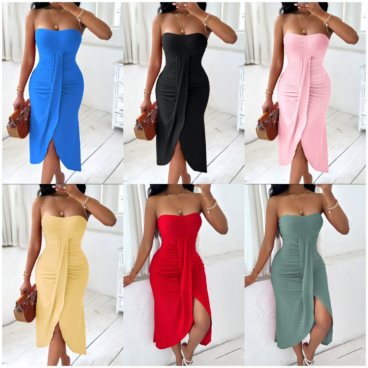 Новый 2024 весна и лето хип-хоп уличный хип-хоп женское платье с полой без воротника