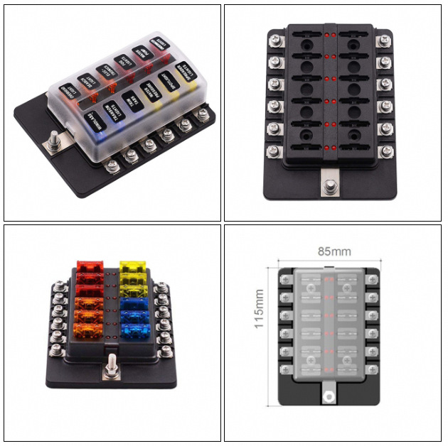 ATO保险丝盒用于汽车 船舶保险丝盒1进12出12路汽车保险丝盒厂家