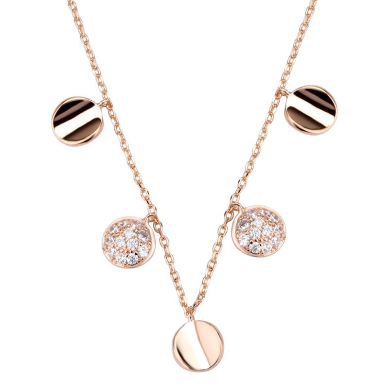 La celebridad en línea Singapur S925 ronda de plata esterlina COLLAR COLGANTE nicho diseño simple ronda clavícula cadena femenina fabricante