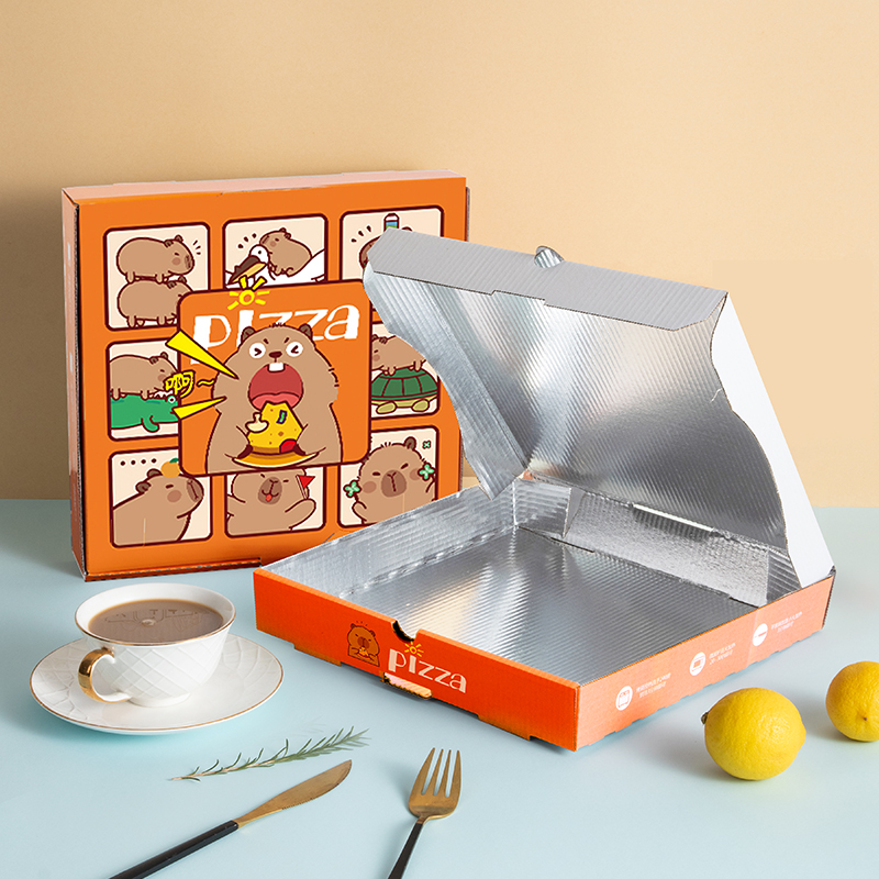 原创卡通瓦楞热销商用披萨盒子pizza打包外卖一次性食品7891012寸