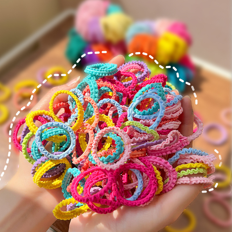 Banda de goma de color caramelo para niños cuerda para el cabello banda para el cabello cuerda para el cabello para bebés no lastima el cabello de aspecto alto lazo Cola de Caballo accesorios para el cabello lazo Anillo para el cabello