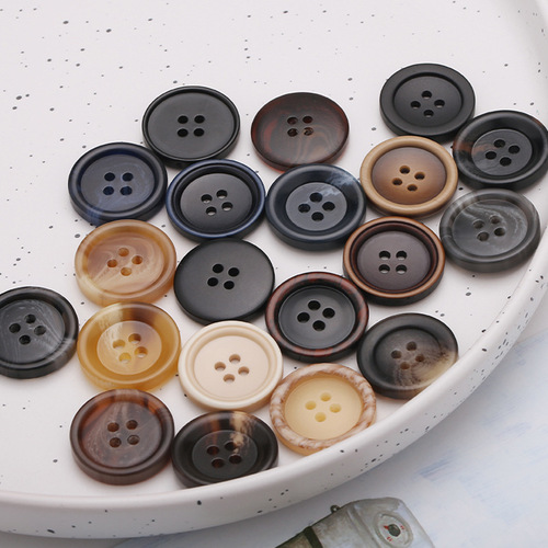 Patterned resin button suit blazer round four-eye button windbreaker woolen coat decorative hand-stitched buttons