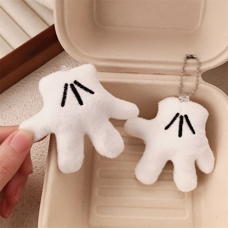 Muñeca rellena de algodón pequeña palma colgante creativo felpa guantes blancos colgante personalizado palma bolso llavero colgante