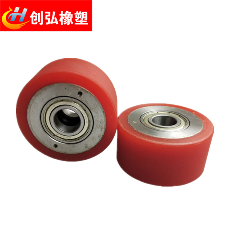 包胶聚氨酯轮 铁芯pu滚轮包胶叉车轮重型胶辊 聚氨酯包胶轮