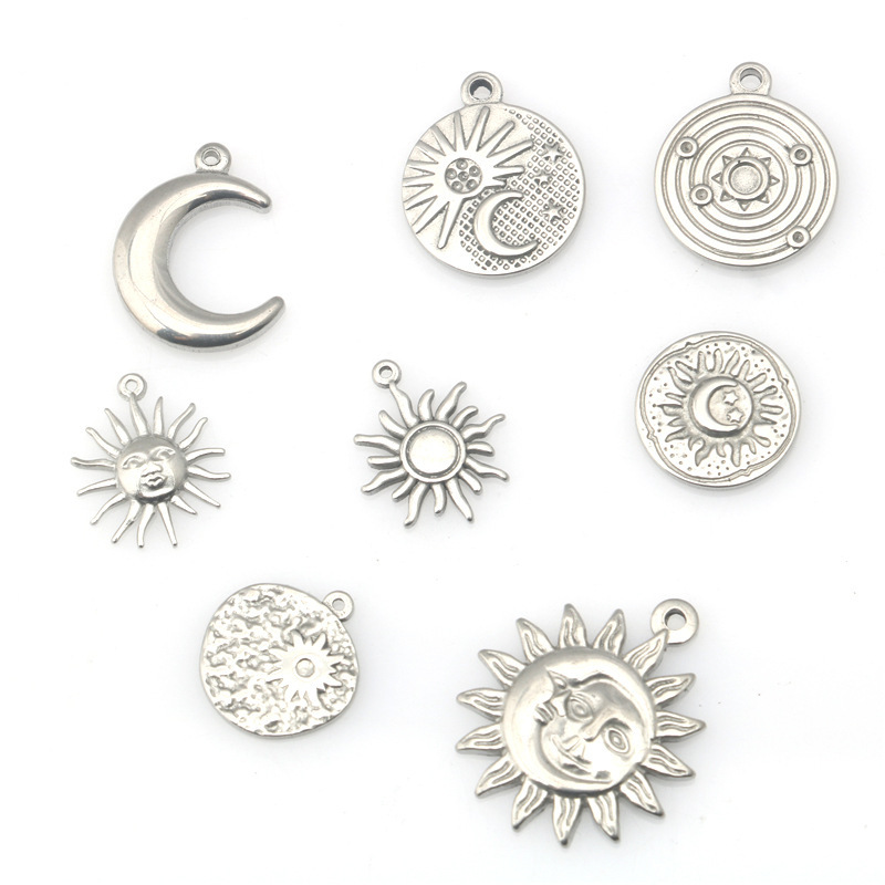 European and American hip-hop stainless steel sun star moon pendant fashion cool personality pendant DIY accessories European and American hip-hop stainless steel sun star moon pendant fashion cool personality pendant DIY accessories
