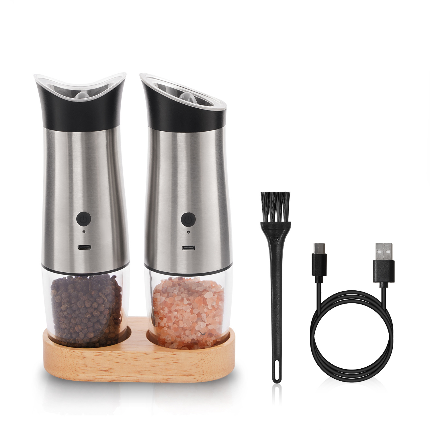 Molino de pimienta eléctrica molino de sal marina de pimienta doméstica base USB doble carga combinación de fábrica de origen