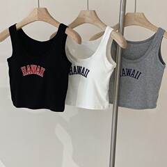 Internet celebrity's same style letter embroidered suspender vest that wraps the chest and fixes the cup for outer wear bottoming bandeau bra