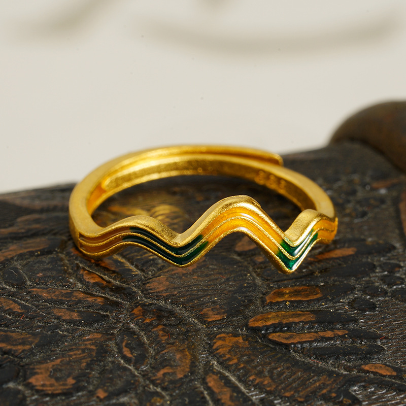 Vietnam esmalte de oro de arena mil millas de anillo Jiangshan pequeño libro rojo fabricantes directamente para la superposición colina anillo al por mayor