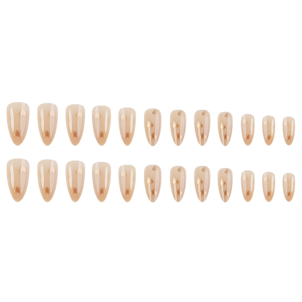 Uñas postizas de moda para exportación, pegatinas de uñas con corazón dorado, uñas postizas dulces y geniales, puntas de uñas a presión.