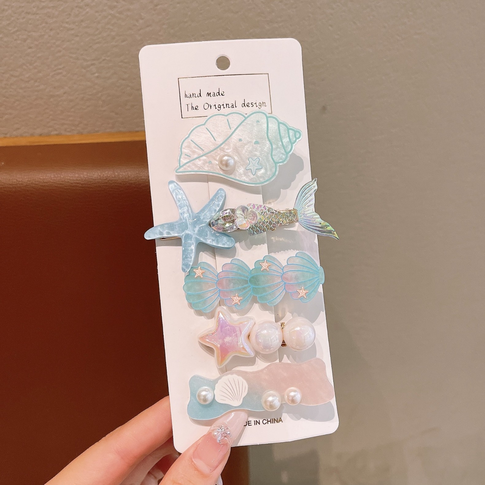 海洋系列发夹可爱美人鱼发卡蓝色果冻刘海碎发侧边夹女高级感头饰