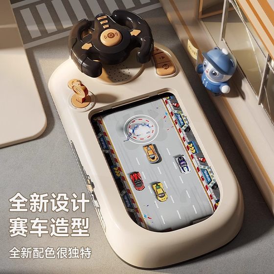 Cross-border children's racing car to break through the big adventure car simulation driving steering wheel sound and light electric desktop toy gift