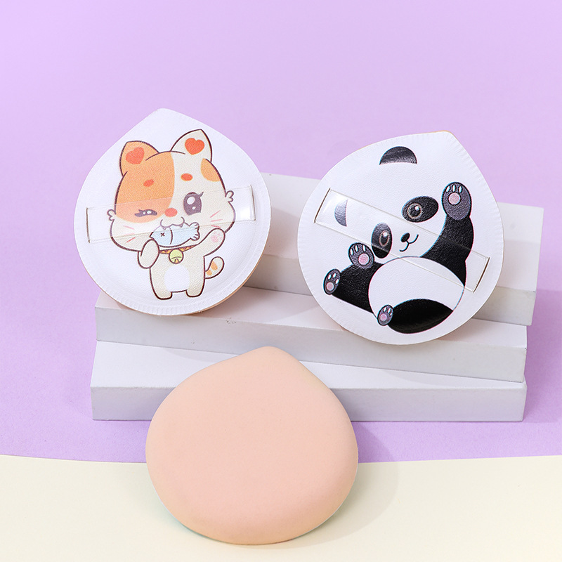 100 puntos de soplo de polvo de algodón de azúcar en forma de gota de agua grande Q bomba maquillaje esponja colchón de aire seco y húmedo fábrica de doble propósito logotipo personalizado