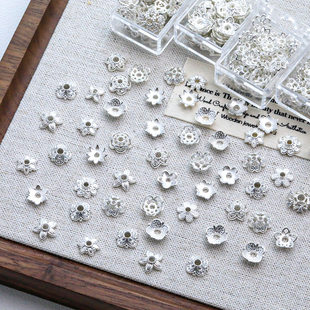 Bright Silver Alloy Flower Holder Lotus Beads DIY Necklace Bracelet Spacer Beads Spacer Handmade Jewelry Material Accessories