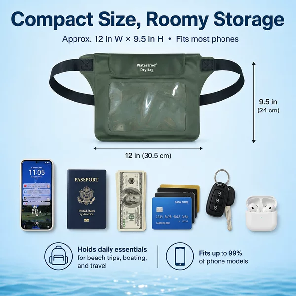 Outdoor PVC waterproof waist bag, waterproof case, large-capacity rafting and swimming bag, portable waterproof bag for taking out mobile phones