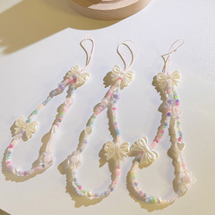 少女心蝴蝶結手機鏈條掛飾手繩通用手機殼耳機套便捷防摔手機掛繩