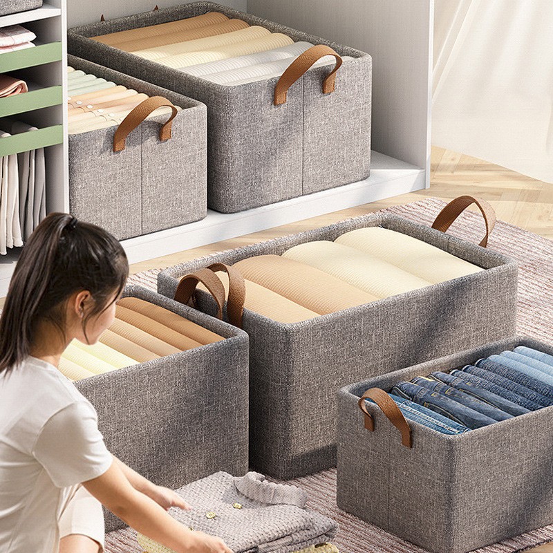 Clothing Storage Box for Home Use, Layered Wardrobe Pants Organizer Basket, Sweater and Jeans Folding Storage in Stock