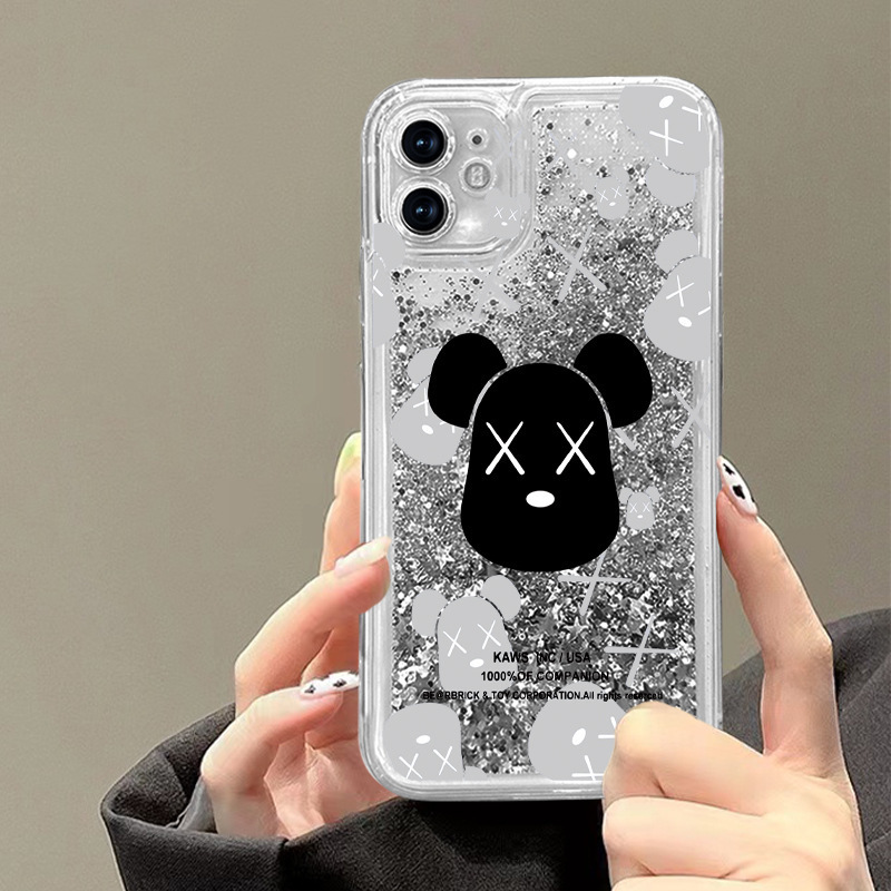 Suitable for Apple/Huawei/Honor/Oppo/Vivo Silver Sand Kaws Doll Quicksand Mobile Phone Case Anti-Fall All-Inclusive