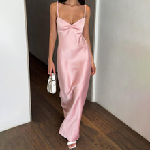 气质法式连衣裙女夏减龄性感缎面时尚露背吊带裙长款高级感纯欲