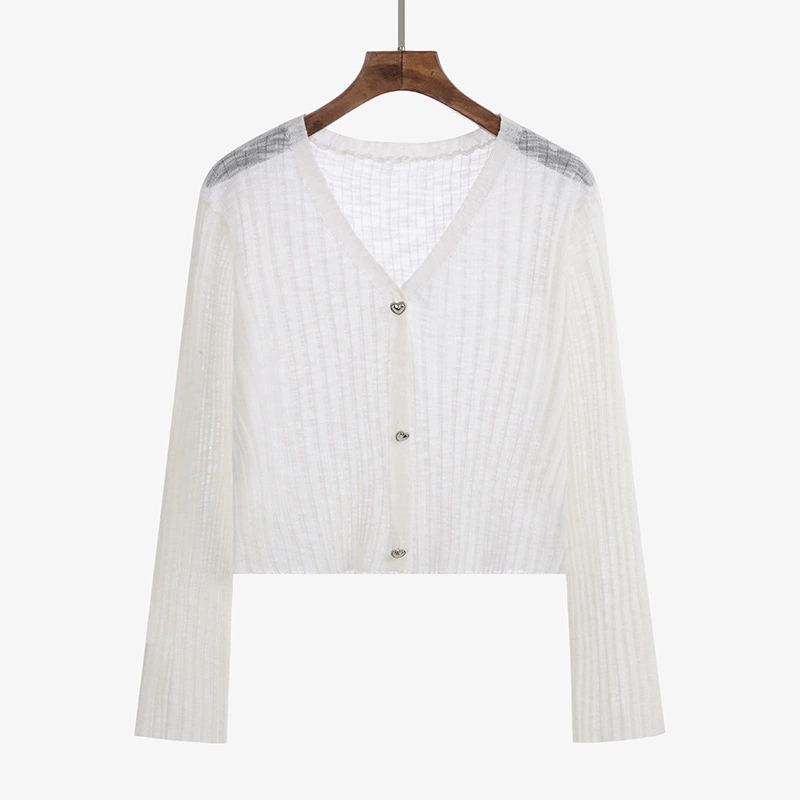 Cardigan, knitted thin summer jacket, plus size, V-neckline, fitted
