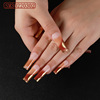 Long square fake nails for manicure, nail stickers, french style, ready-made product, wholesale