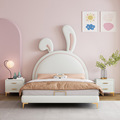 美木斯儿童床现代简约小户型1.2m单人储物女孩粉色卡通兔子公主床