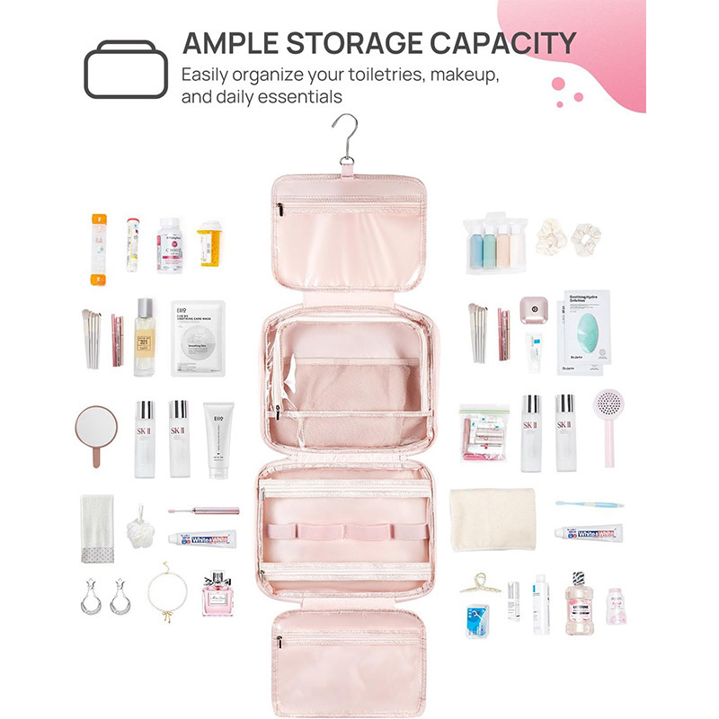 Amazon nueva bolsa de maquillaje ligera bolsa de baño de viaje con bolsa de joyería bolsa de maquillaje de viaje