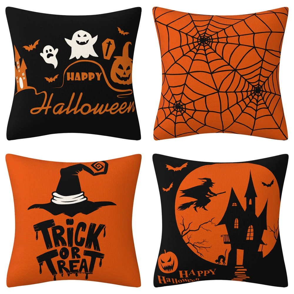 Pillow, orange pillowcase, decorations, sofa, Amazon, halloween