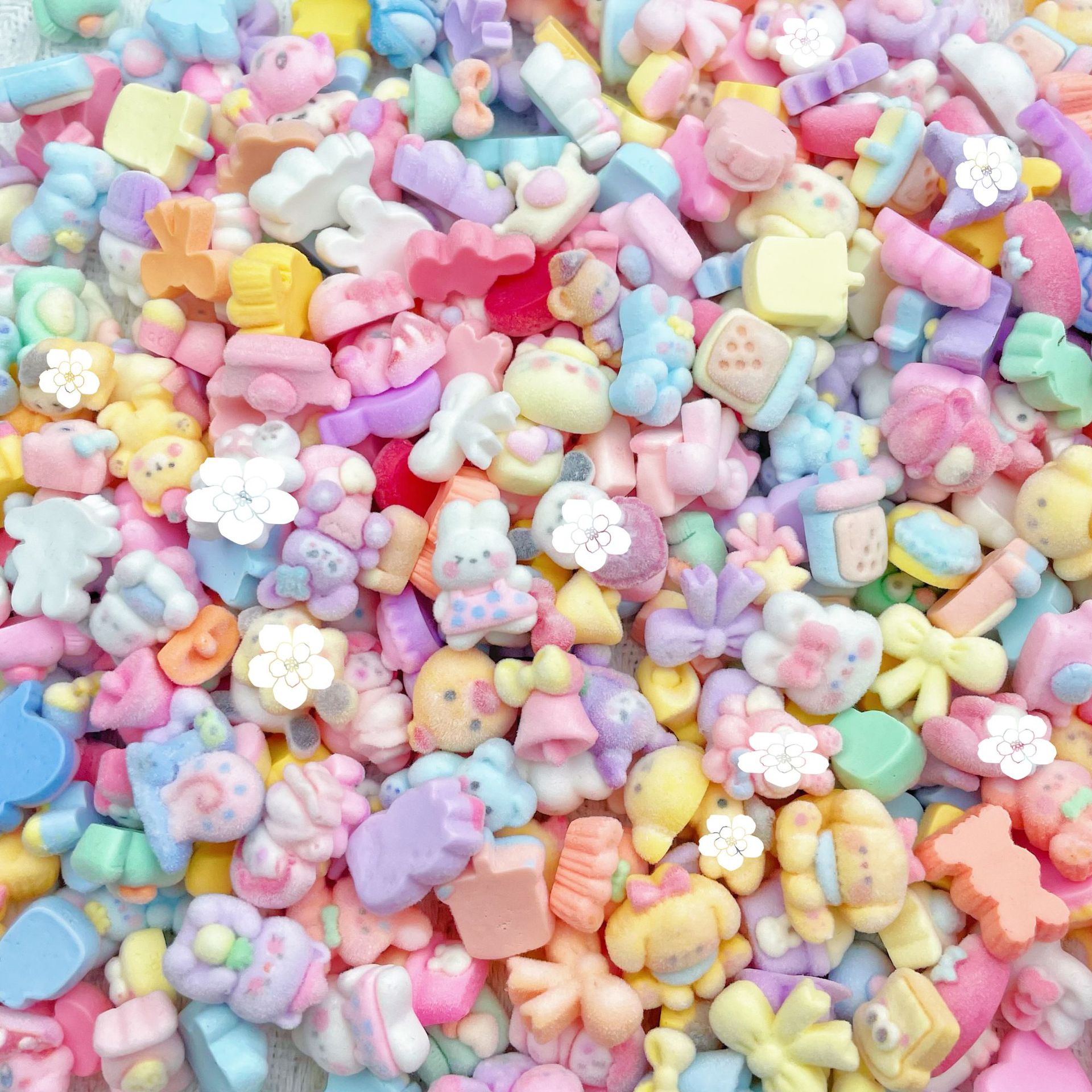 Mini Flocado de otoño e invierno de dibujos animados accesorios de resina tamaño pequeño gamuza espárragos crema de uñas accesorios de pegamento material DIY