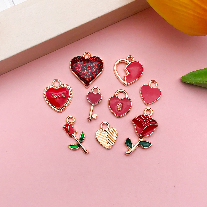 1 Piece 10*12mm 13 * 15mm 9*18mm Alloy Heart Shape Flower Polished Pendant display picture 8