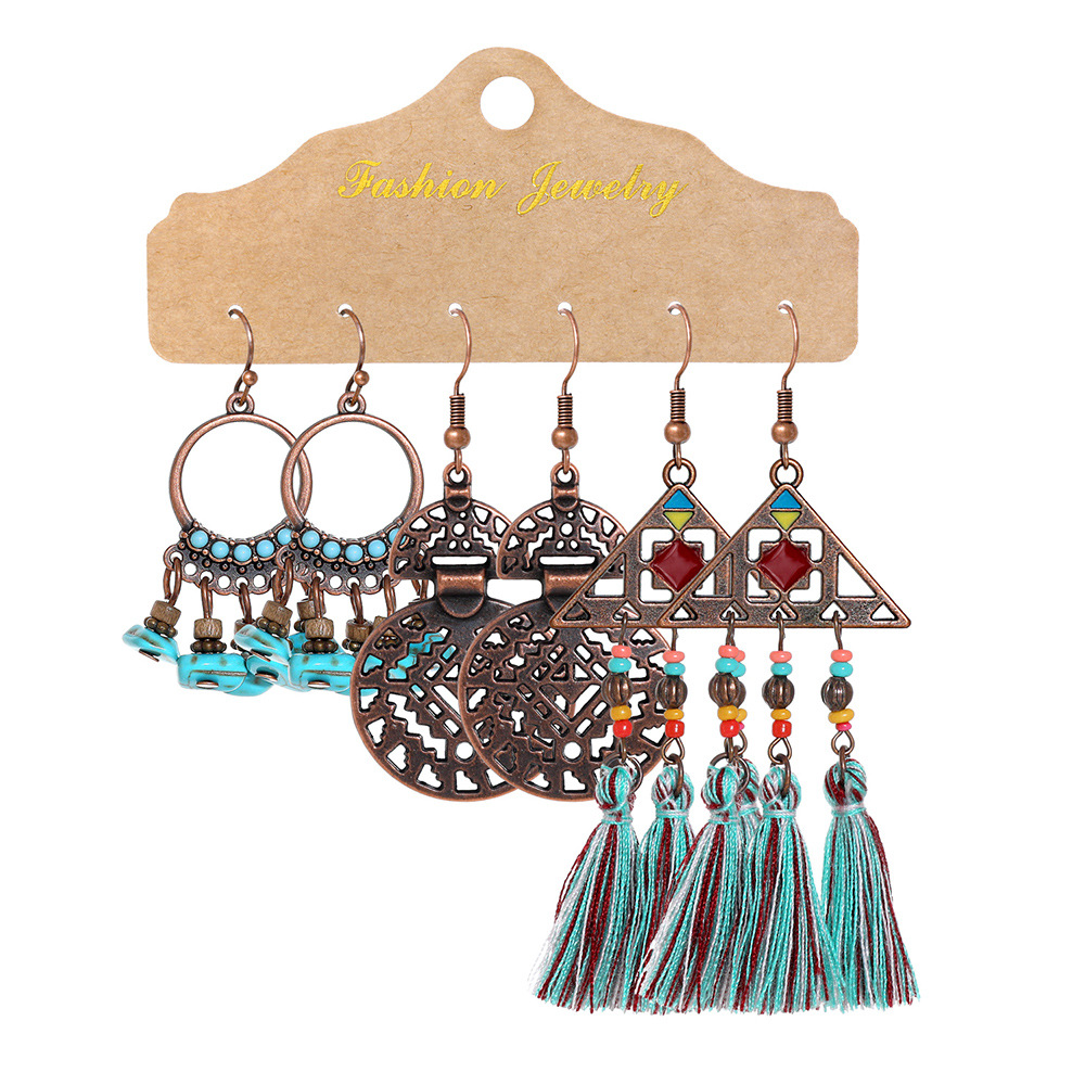 Cross-border Popular Ear Jewelry Women's European and American Creative New Tassel Earrings Women's Flower Shell Golden Geometric Earrings