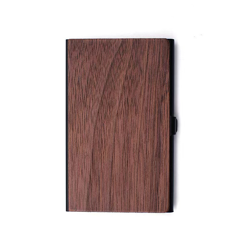 Caja de tarjeta de visita de madera portátil de nogal negro regalo de negocios titular de la tarjeta de visita de madera maciza caja de tarjeta de visita ultrafina letras transfronterizas
