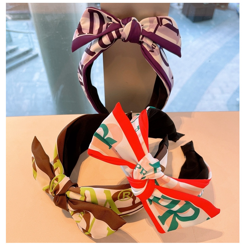 Retro Big Bow Printing Headband display picture 3