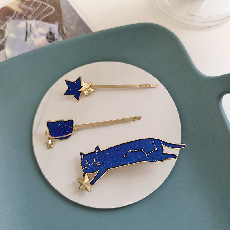 The Dongdaemun Creative Fashion Oil Blue Orange Animal Universe Series Combination Hair Clips and Accessories Trendy Girls H4948