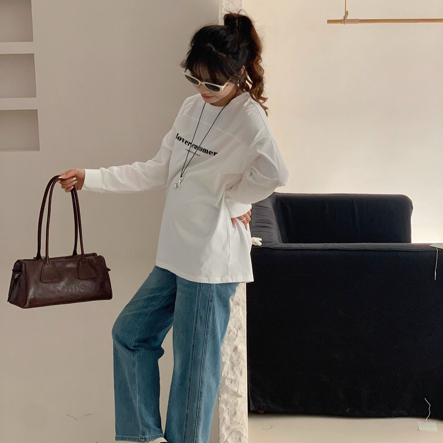 Новая весенняя одежда для беременных с буквенным вырезом с круглым вырезом