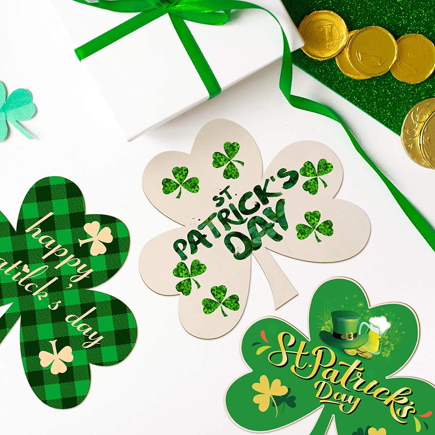Patrick's Day Wooden Unpolished Clover Wall Decorations
