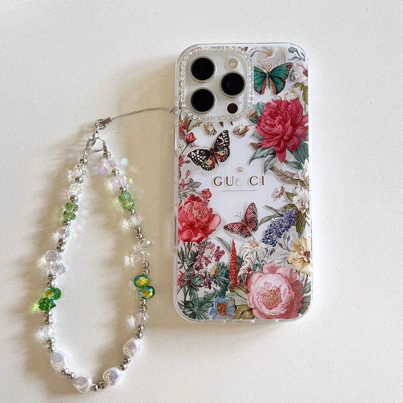 iPhone16Promaxに適したフラッシュダイヤモンドミラーリング小さな香りの蝶の花トレンディなブランドアクリルApple携帯電話ケース|undefined