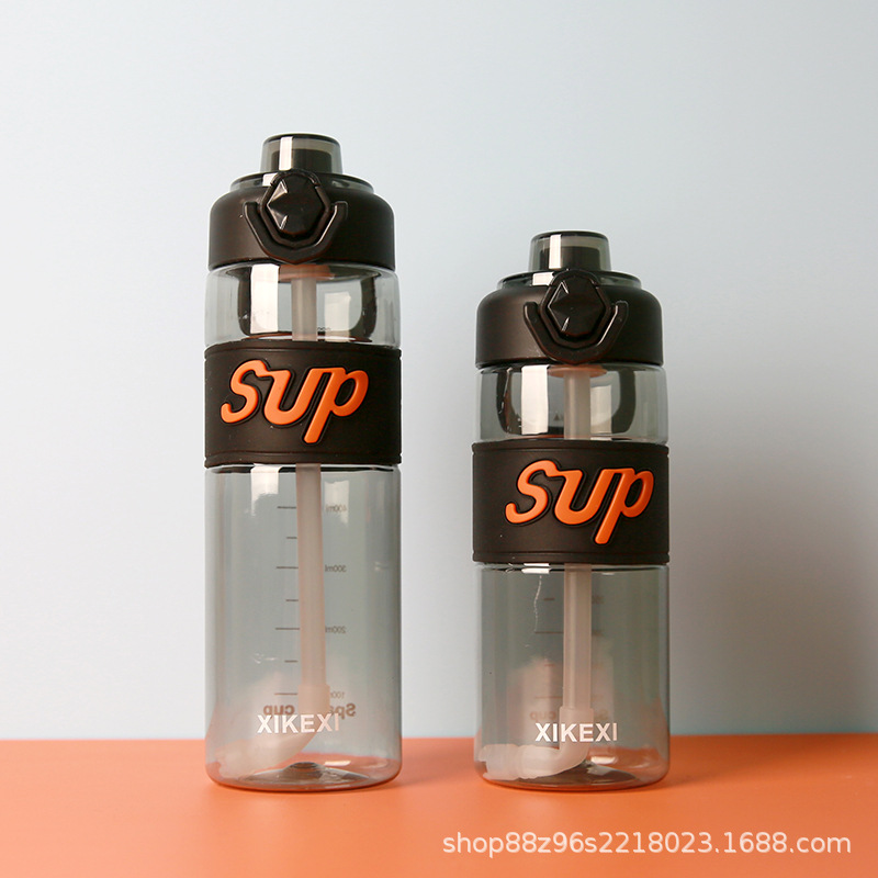 Taza de agua transparente para beber directamente de gran capacidad para comercio electrónico transfronterizo, verano, para hombres/mujeres, portátil para exteriores, taza espacial, botella de agua deportiva con pajita