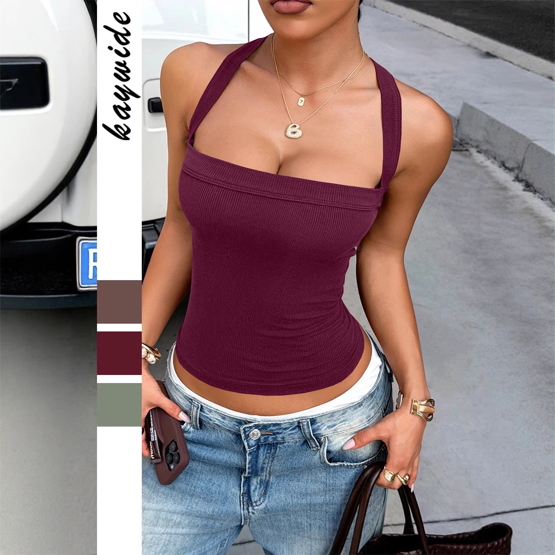 Transfronterizos Europa y América Y2K hottie hanger chaleco de pecho de mujer 2026 Amazon estación independiente image 12