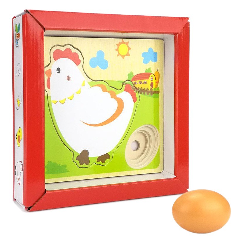 Rompecabezas de crecimiento de pollo de madera para niños bebé rompecabezas proceso de puesta de huevos de gallina rompecabezas tridimensional multicapa ciencia y educación Juguetes