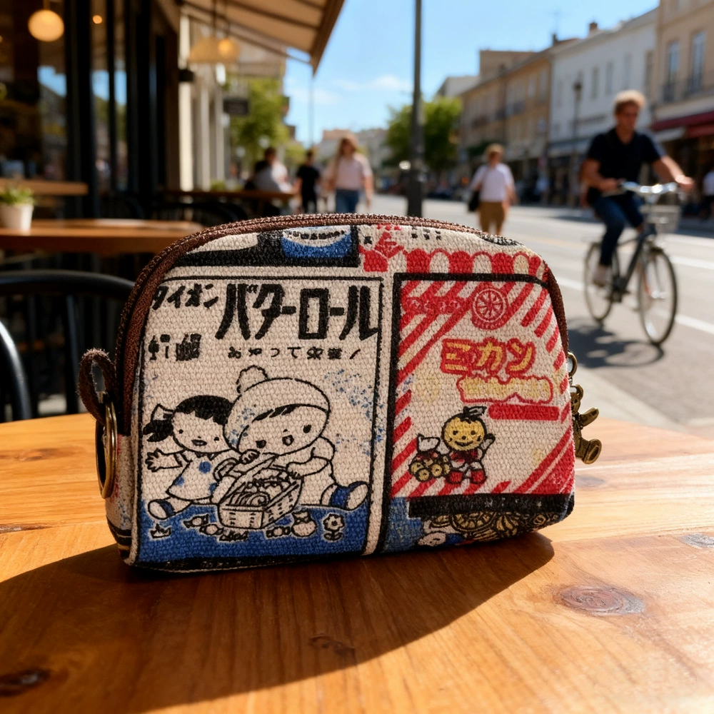 Cartoon Key Wallet Zipper Coin Pouch, Organizer Bag, Cotton Option, 11×2×9 cm