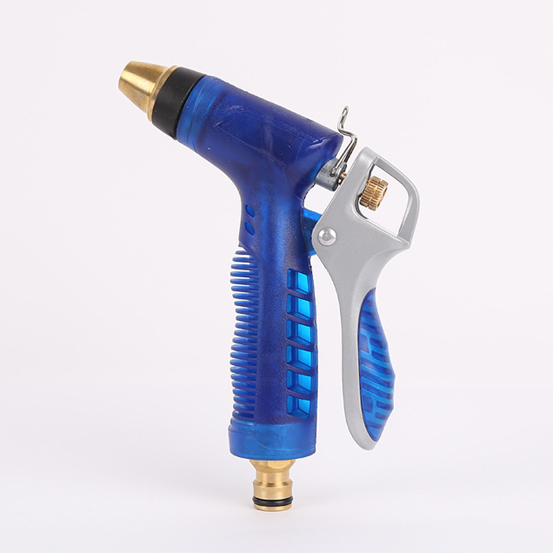 厂家供货新款铜高压洗车水枪家用清洗工具蓝色园林浇花喷头