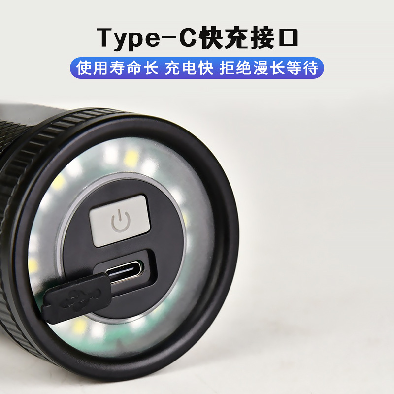 Transfronterizos láser blanco luz intensa linterna led carga iluminación doméstica al aire libre zoom linterna de plástico