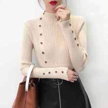 韩版半高领新款2025秋季显瘦针织衫修身长袖打底套头毛衣女上衣潮