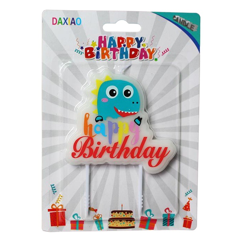 Copyright nuevo Mori dinosaurio vela pastel de hornear dibujos animados Tyrannosaurus muñeca dragón parafina cumpleaños carta vela